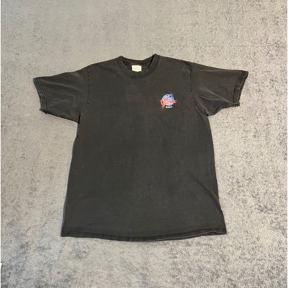 Vintage 90s Planet Hollywood Dallas Logo Shirt Mens XL Faded Black Made in USA